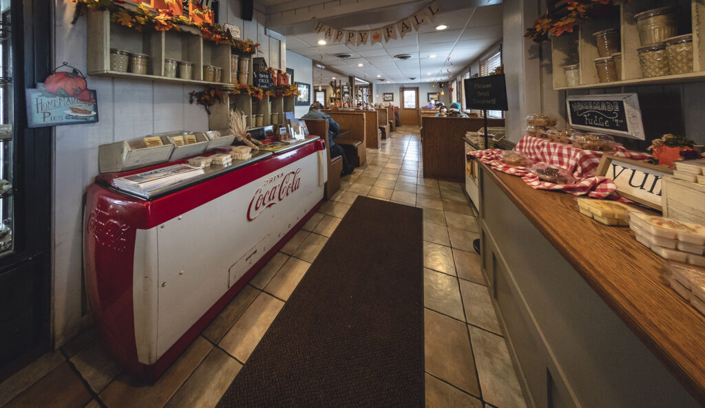 A hallway in the Reservation Restaurant.