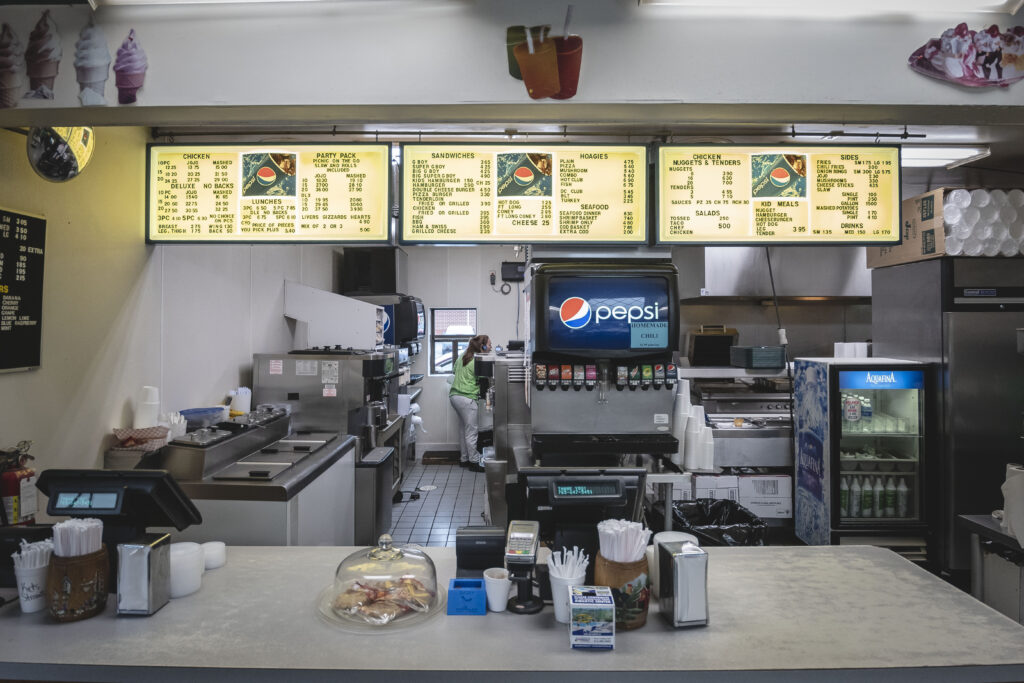 Ordering counter at the Dairy Cottage in Brookville, Indiana.