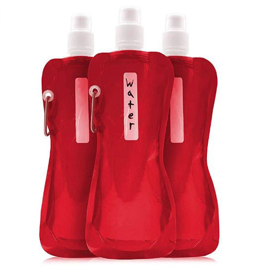 Collapsible Water Bottle - 6-Pack 16 oz Foldable BPA Free Canteen Drinking Bottles with Carabiner for Travel.