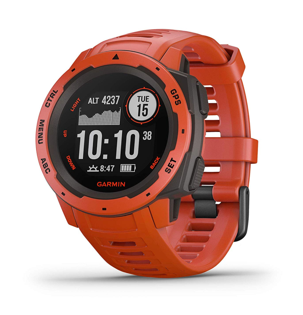 Garmin Instinct, Rugged Outdoor Watch with GPS, GLONASS and Galileo, Heart Rate Monitoring and Compass, Red