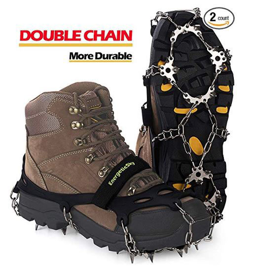 EnergeticSky Walk Traction Ice Cleat Spikes Crampons, True Stainless Steel Spikes and Durable Silicone, Boots for Hiking On Ice and Snow and mountains.