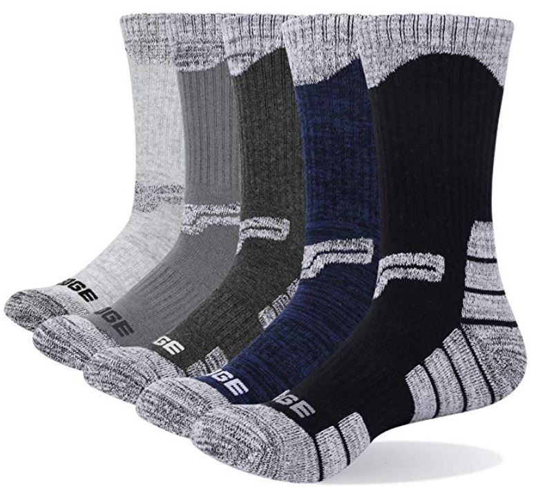 YUEDGE Men's Cushion Breathable Cotton Crew Socks Outdoor Sports Athletic Hiking Socks.