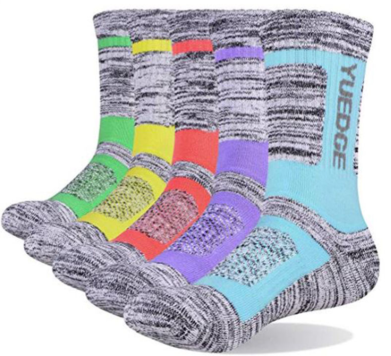 YUEDGE 5 Pairs Women's Multi Performance Cotton Cushion Crew Sports Outdoor Athletic Walking Hiking Socks.