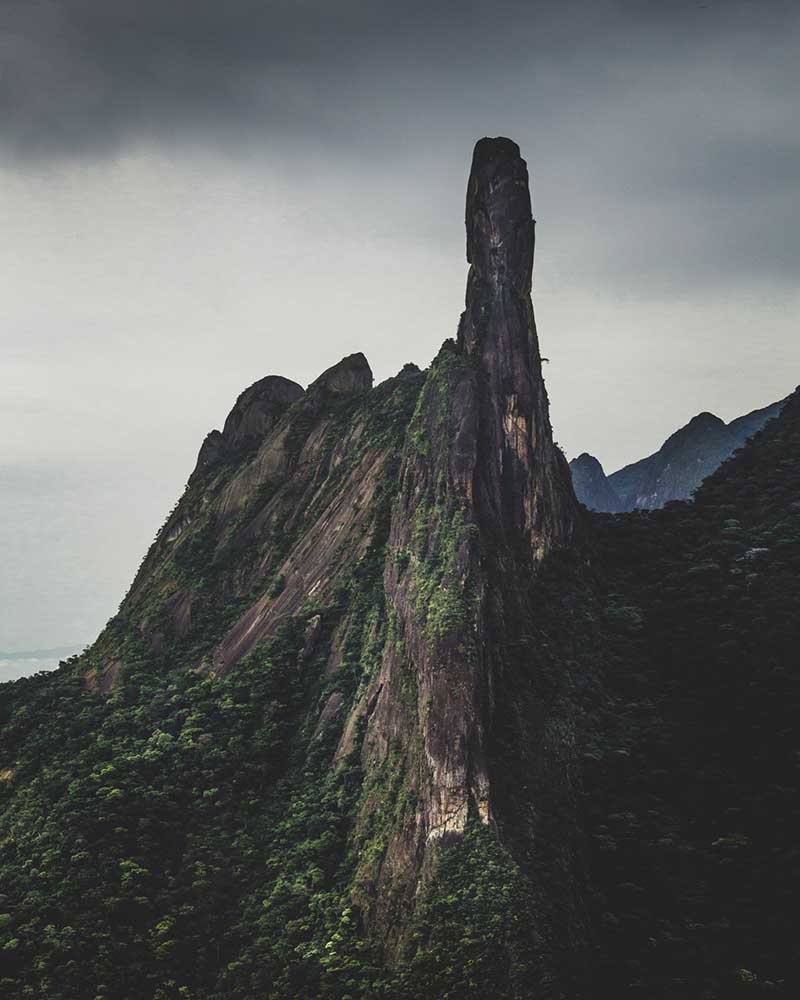 The mountain known as Dedo de Deus, the Finger of God, near Teresopolis, Brazil.