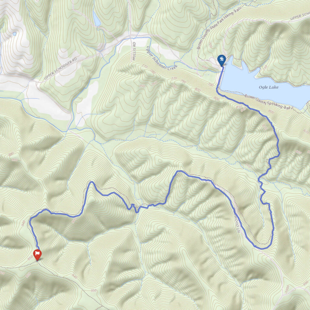 Hiking map for Trail 11 at Brown County State Park, Indiana.