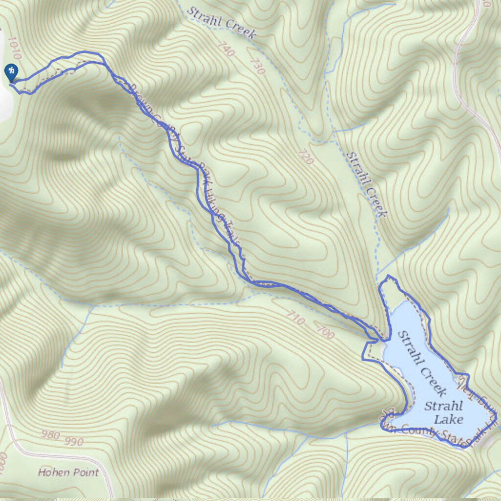 Hiking map for Trail 6 at Brown County State Park, Indiana.
