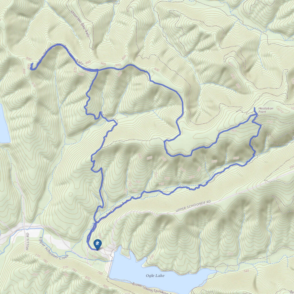 Hiking map for Trail 8 at Brown County State Park, Indiana.