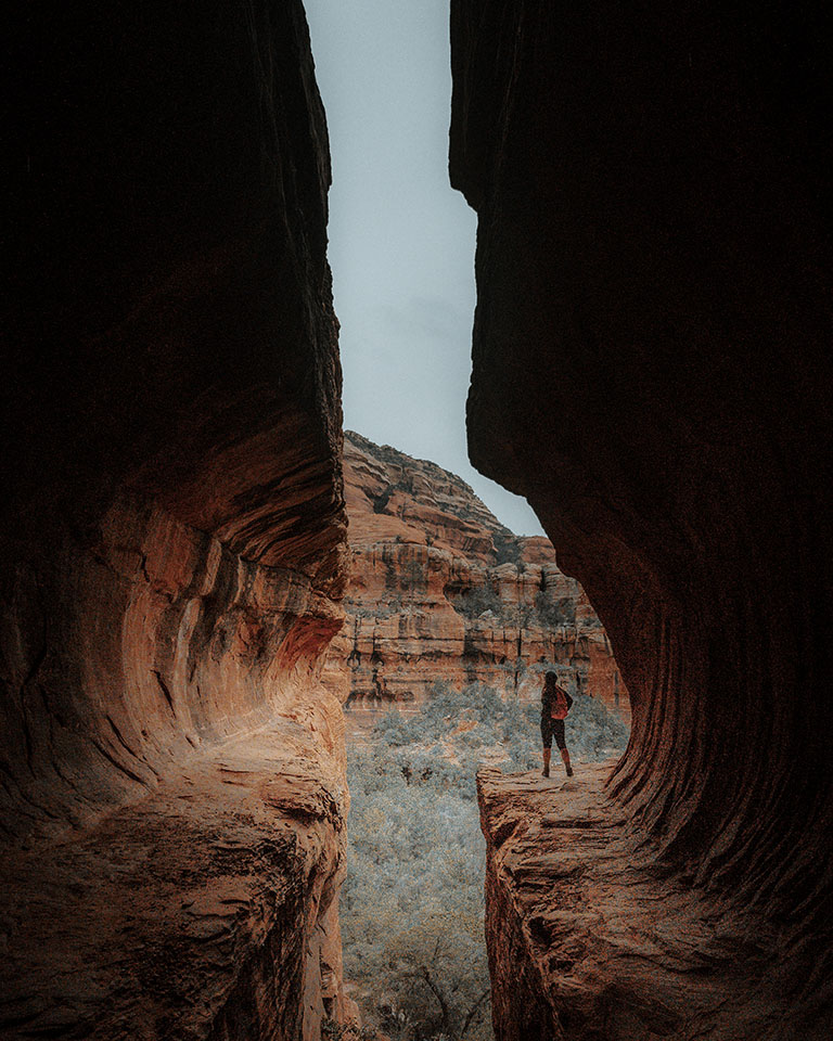 View from inside Subway Cave in Sedona, Arizona.